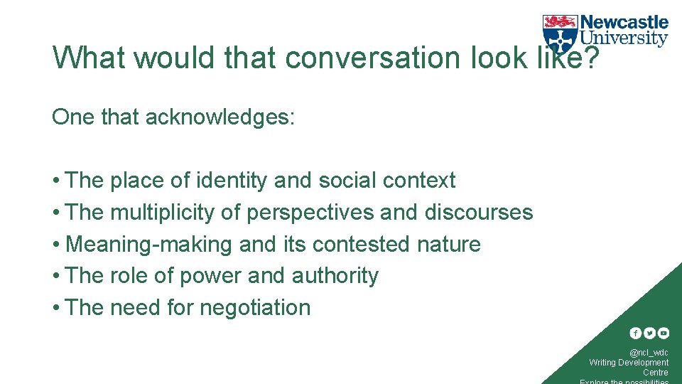 What would that conversation look like? One that acknowledges: • The place of identity