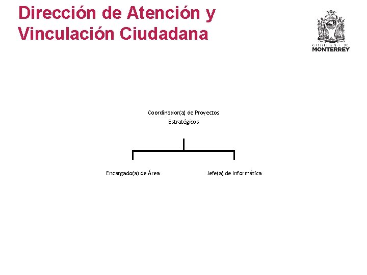 Dirección de Atención y Vinculación Ciudadana Coordinador(a) de Proyectos Estratégicos Encargado(a) de Área Jefe(a) Dirección de Atención y Vinculación Ciudadana Coordinador(a) de Proyectos Estratégicos Encargado(a) de Área Jefe(a)