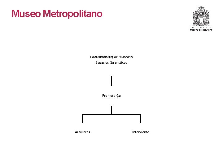Museo Metropolitano Coordinador(a) de Museos y Espacios Galerísticos Promotor(a) Auxiliares Intendente Museo Metropolitano Coordinador(a) de Museos y Espacios Galerísticos Promotor(a) Auxiliares Intendente