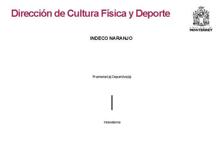 Dirección de Cultura Física y Deporte INDECO NARANJO Promotor(a) Deportivo(a) Intendente Dirección de Cultura Física y Deporte INDECO NARANJO Promotor(a) Deportivo(a) Intendente