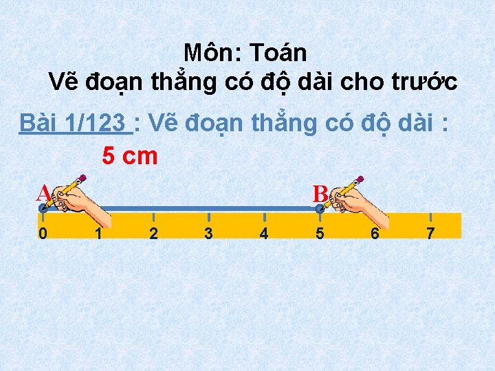 Môn: Toán Vẽ đoạn thẳng có độ dài cho trước Bài 1/123 : Vẽ