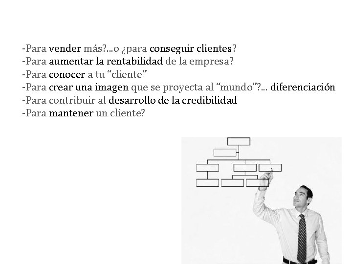 -Para vender más? . . . o ¿para conseguir clientes? -Para aumentar la rentabilidad