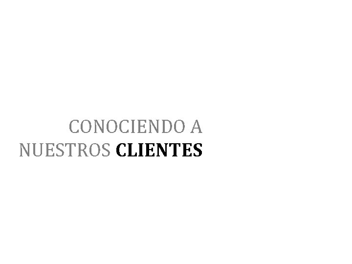 CONOCIENDO A NUESTROS CLIENTES 