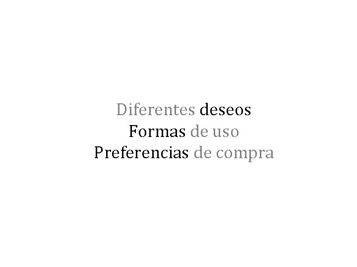 Diferentes deseos Formas de uso Preferencias de compra 