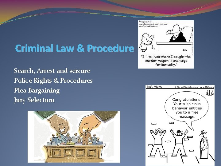 Criminal Law & Procedure Search, Arrest and seizure Police Rights & Procedures Plea Bargaining
