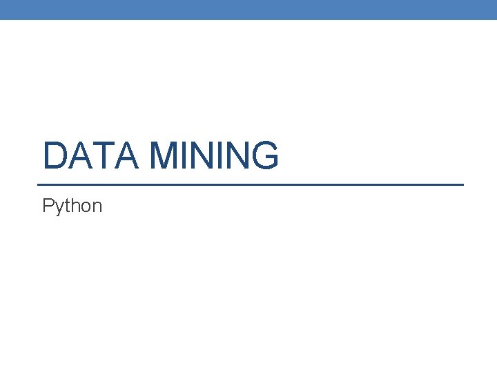 DATA MINING Python 