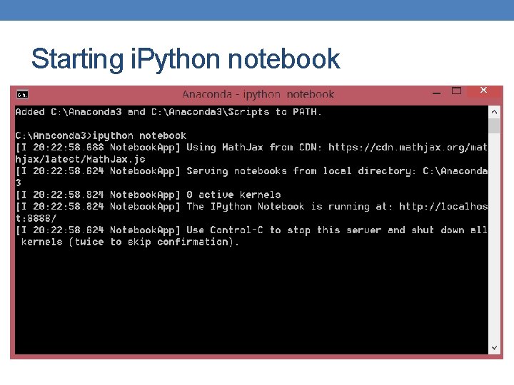 Starting i. Python notebook 