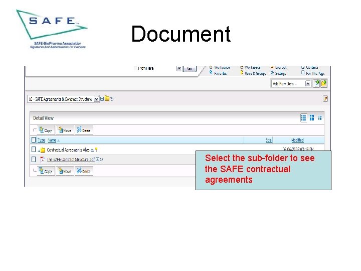 Document Select the sub-folder to see the SAFE contractual agreements 