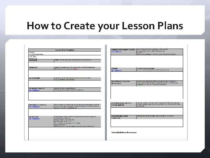 How to Create your Lesson Plans 
