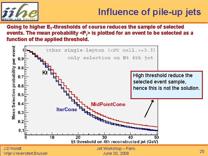 Influence of pile-up jets Going to higher ET-thresholds of course reduces the sample of