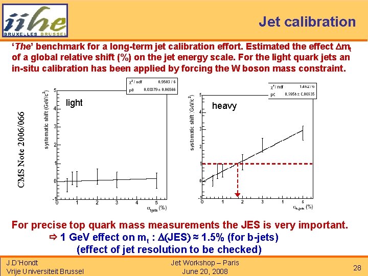 Jet calibration ‘The’ benchmark for a long-term jet calibration effort. Estimated the effect Dmt