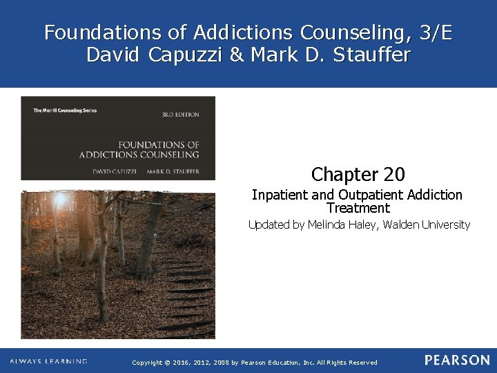 Foundations of Addictions Counseling, 3/E David Capuzzi & Mark D. Stauffer Chapter 20 Inpatient