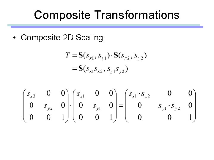 Composite Transformations • Composite 2 D Scaling Composite Transformations • Composite 2 D Scaling