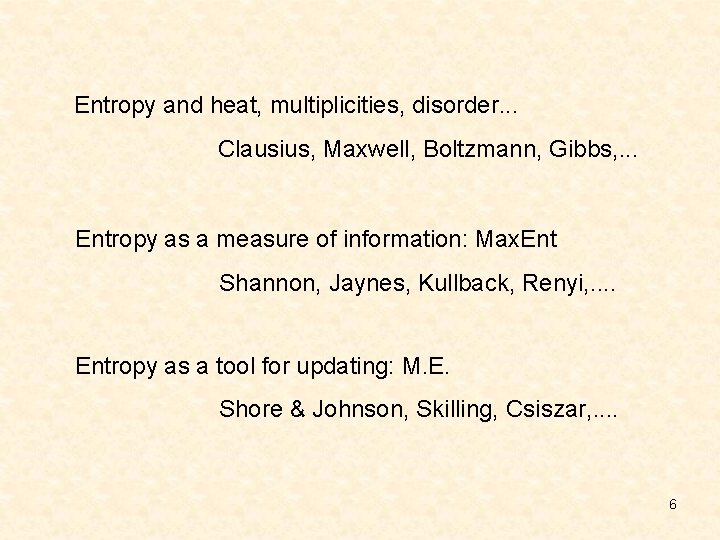 Entropy and heat, multiplicities, disorder. . . Clausius, Maxwell, Boltzmann, Gibbs, . . .