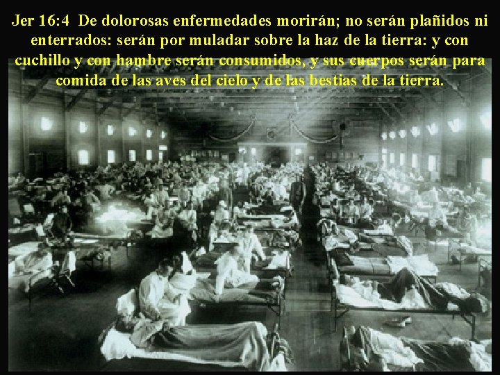 Jer 16: 4 De dolorosas enfermedades morirán; no serán plañidos ni enterrados: serán por