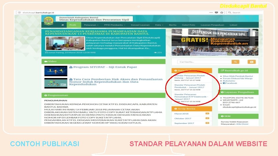 Disdukcapil Bantul Place your screenshot here CONTOH PUBLIKASI STANDAR PELAYANAN DALAM WEBSITE 