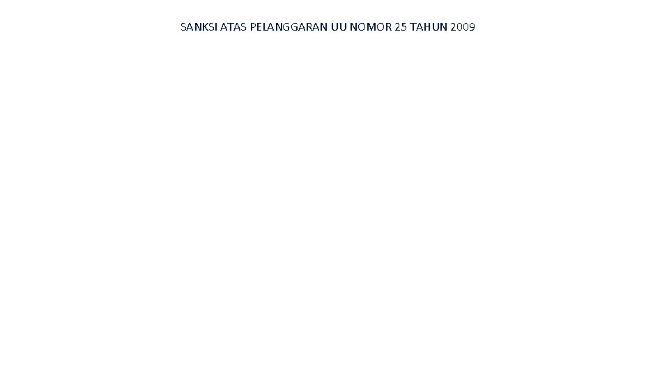 SANKSI ATAS PELANGGARAN UU NOMOR 25 TAHUN 2009 SAN KSI PELA NGG ARA N