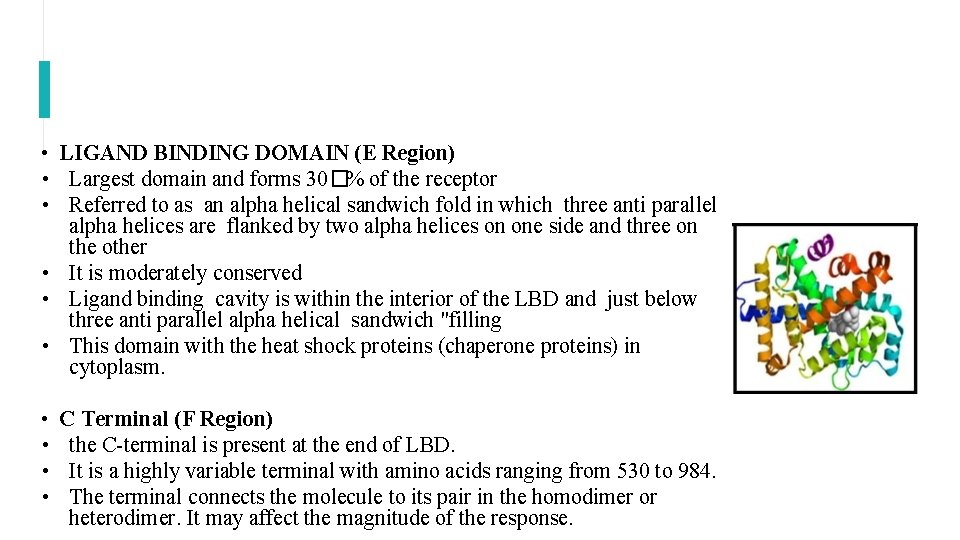 • LIGAND BINDING DOMAIN (E Region) • Largest domain and forms 30�% of • LIGAND BINDING DOMAIN (E Region) • Largest domain and forms 30�% of