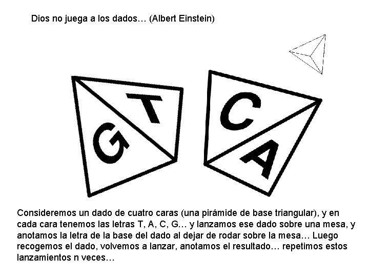 Dios no juega a los dados… (Albert Einstein) Consideremos un dado de cuatro caras