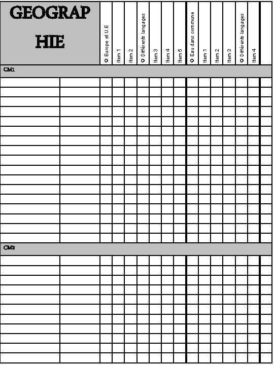 CM 1 CM 2 Item 4 Différents langages Item 3 Item 2 Item 1