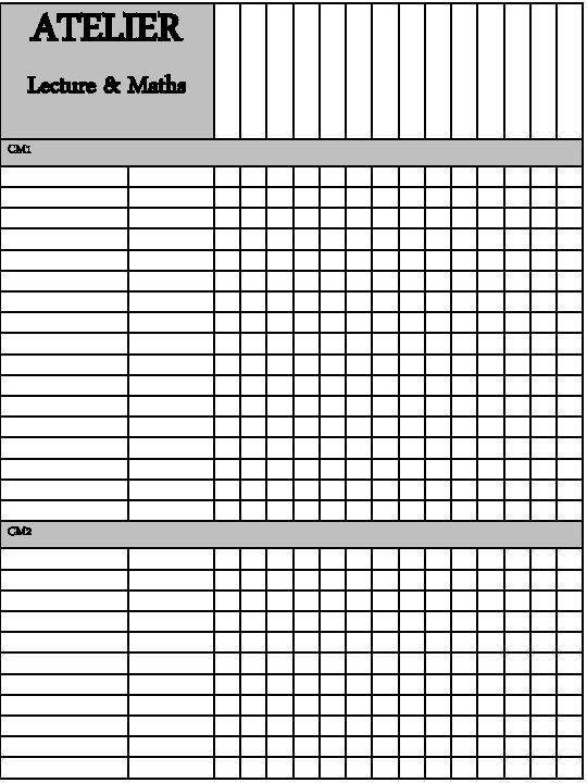 ATELIER Lecture & Maths CM 1 CM 2 