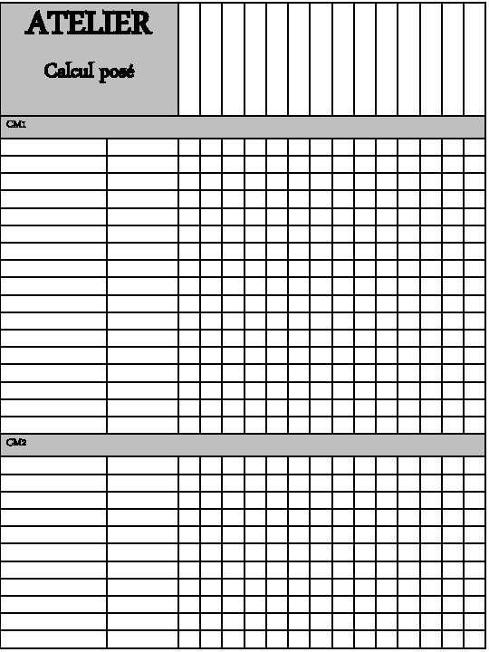 ATELIER Calcul posé CM 1 CM 2 