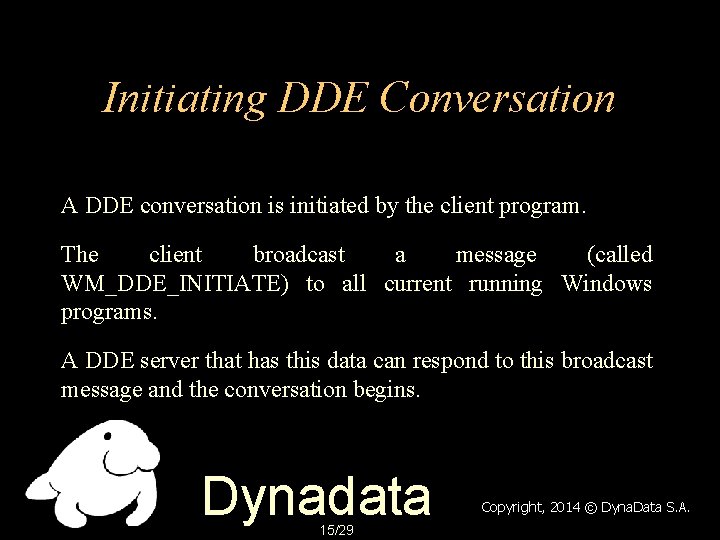 Initiating DDE Conversation A DDE conversation is initiated by the client program. The client