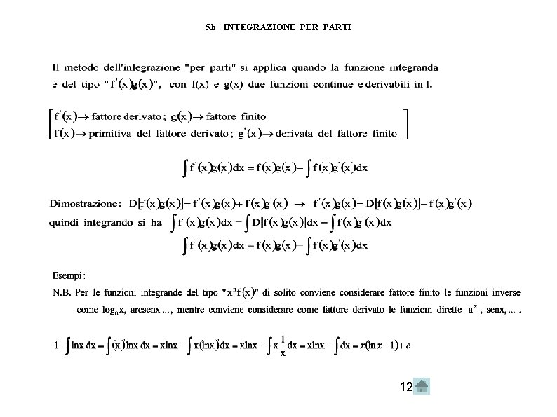 5. b INTEGRAZIONE PER PARTI 12 