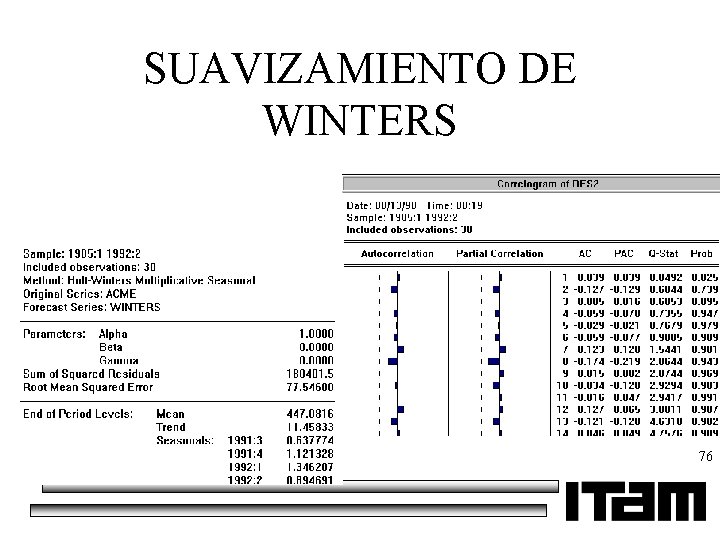 SUAVIZAMIENTO DE WINTERS 76 