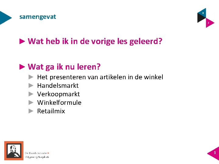 samengevat ► Wat heb ik in de vorige les geleerd? ► Wat ga ik