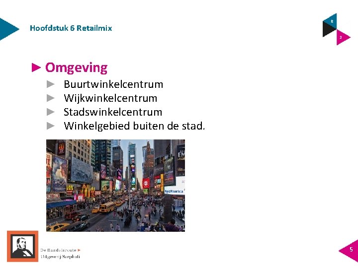 Hoofdstuk 6 Retailmix ► Omgeving ► ► Buurtwinkelcentrum Wijkwinkelcentrum Stadswinkelcentrum Winkelgebied buiten de stad.