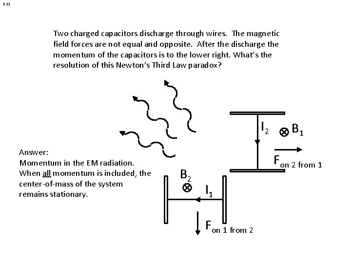 8. 11 Two charged capacitors discharge through wires. The magnetic field forces are not