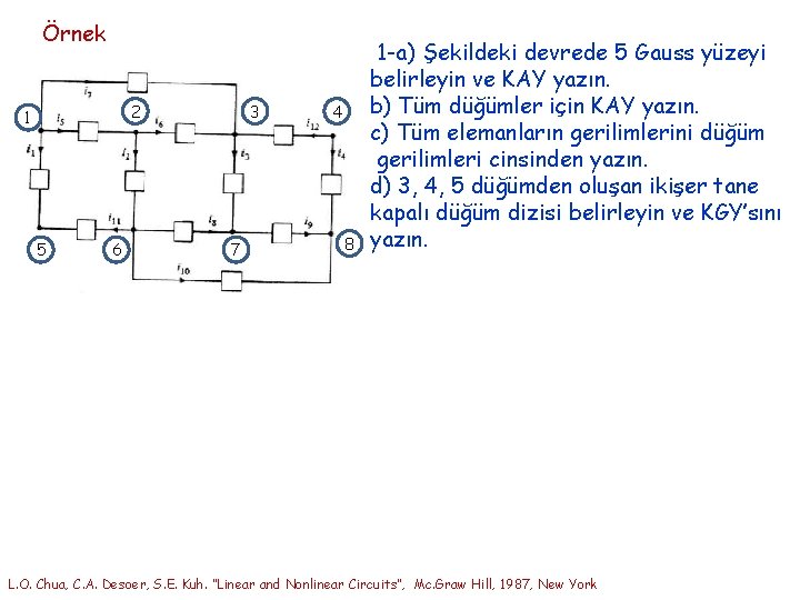 Örnek 2 1 5 6 3 7 4 8 1 -a) Şekildeki devrede 5