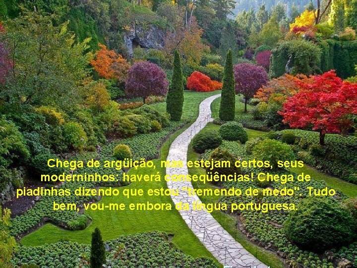 Chega de argüição, mas estejam certos, seus moderninhos: haverá conseqüências! Chega de piadinhas dizendo Chega de argüição, mas estejam certos, seus moderninhos: haverá conseqüências! Chega de piadinhas dizendo