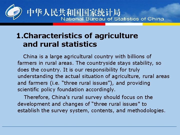 Characteristics and Challenges of Chinas Agricultural and Rural