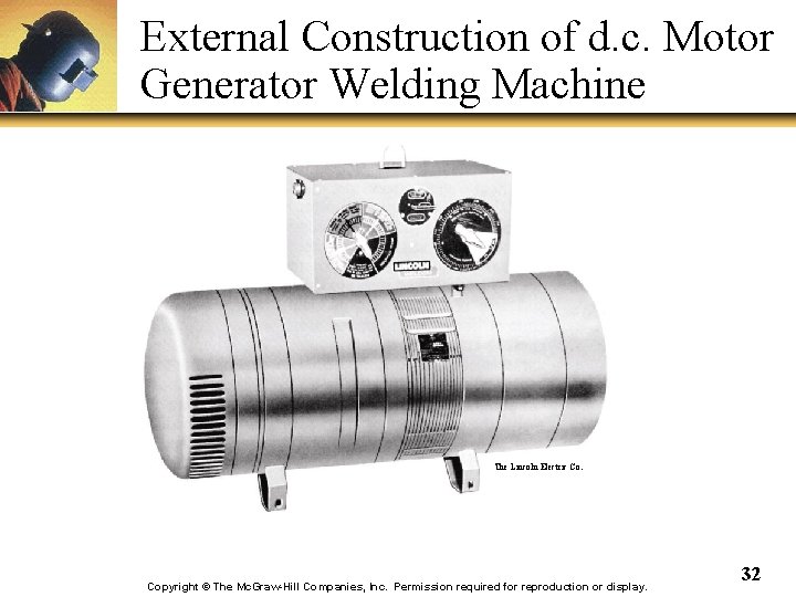 External Construction of d. c. Motor Generator Welding Machine The Lincoln Electric Co. Copyright