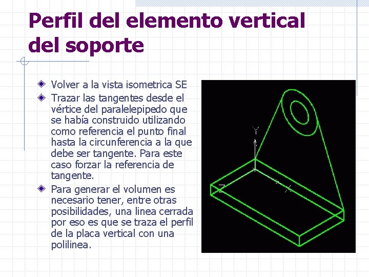 Perfil del elemento vertical del soporte Volver a la vista isometrica SE Trazar las