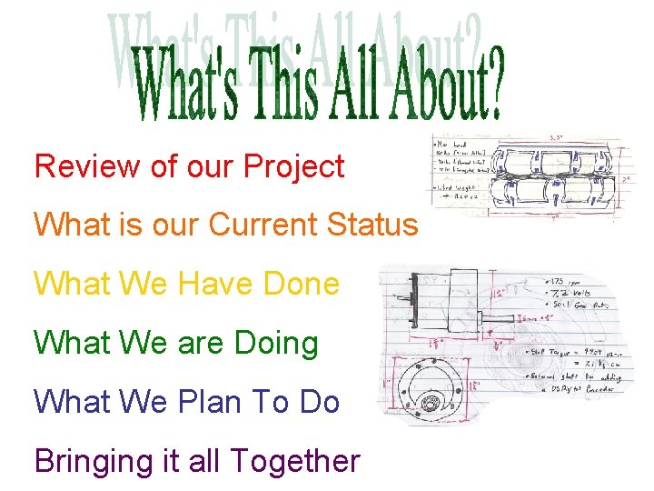 Review of our Project What is our Current Status What We Have Done What