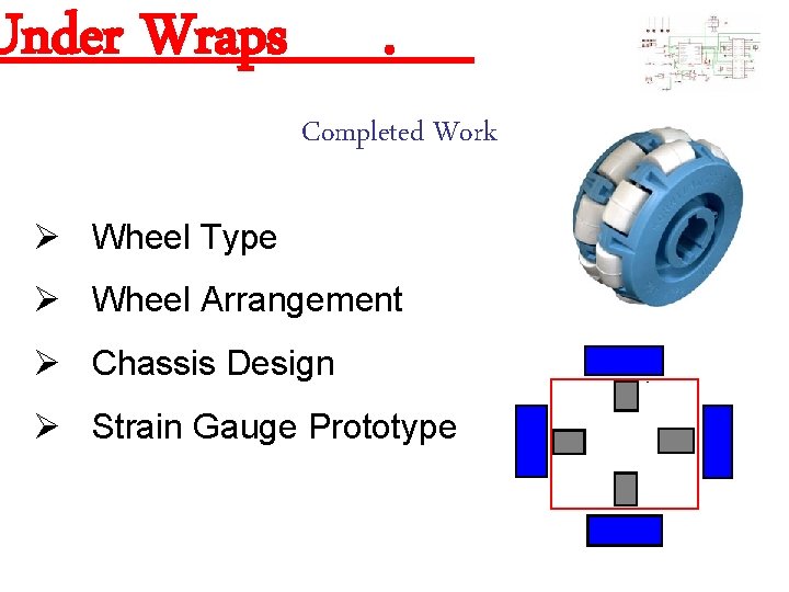 Under Wraps . Completed Work Ø Wheel Type Ø Wheel Arrangement Ø Chassis Design