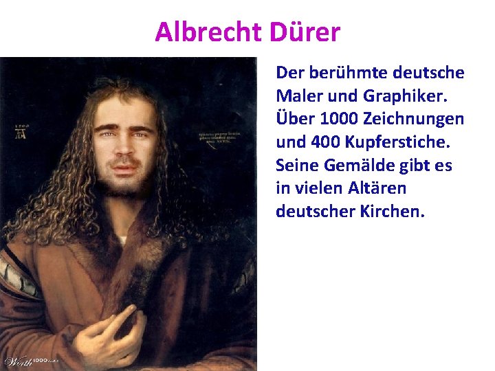 Albrecht Dürer Der berühmte deutsche Maler und Graphiker. Über 1000 Zeichnungen und 400 Kupferstiche.