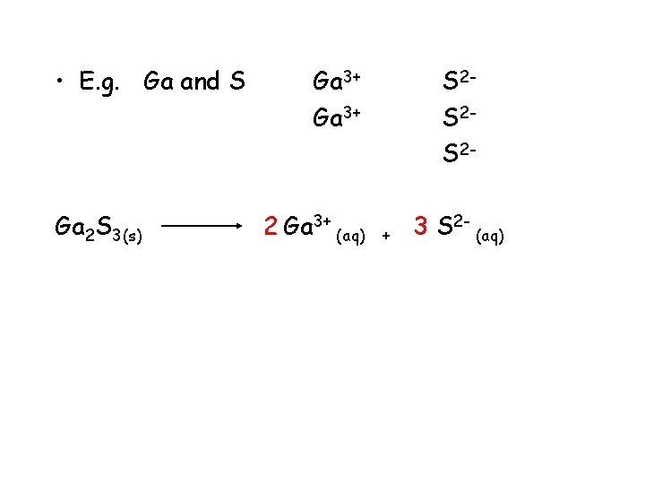  • E. g. Ga and S Ga 2 S 3(s) Ga 3+ 2