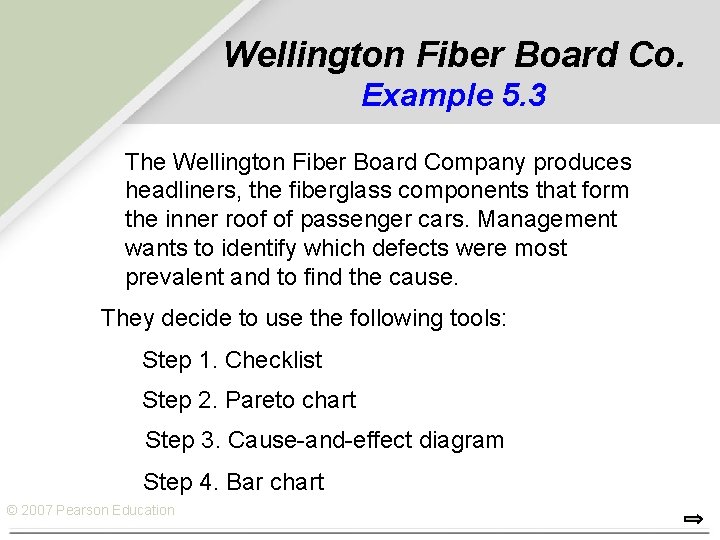 Wellington Fiber Board Co. Example 5. 3 The Wellington Fiber Board Company produces headliners,