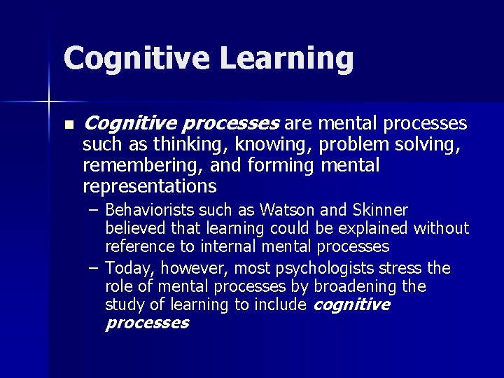Chapter 5 Learning Chapter 5 Overview n Classical