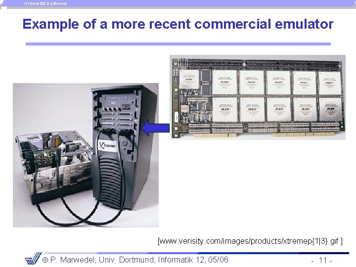 Universität Dortmund Example of a more recent commercial emulator [www. verisity. com/images/products/xtremep{1|3}. gif ]