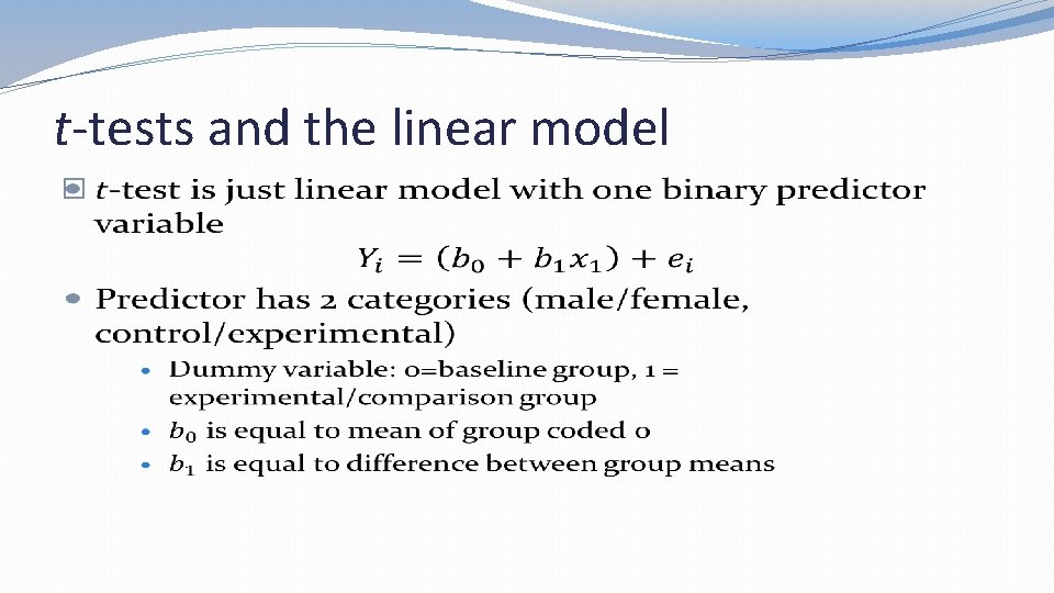 t-tests and the linear model � 