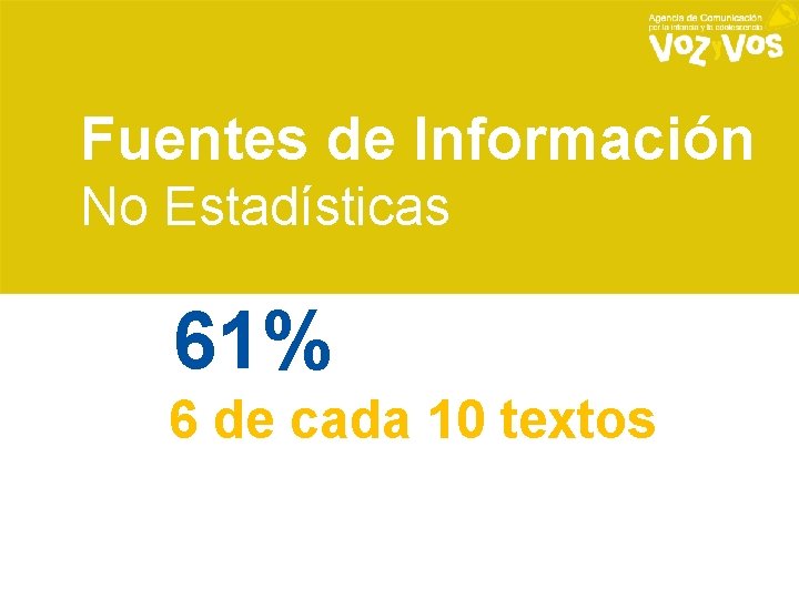 Fuentes de Información No Estadísticas 61% 6 de cada 10 textos 