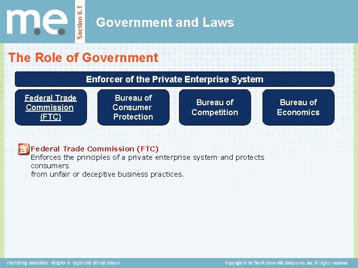 Section 6. 1 Government and Laws The Role of Government Enforcer of the Private