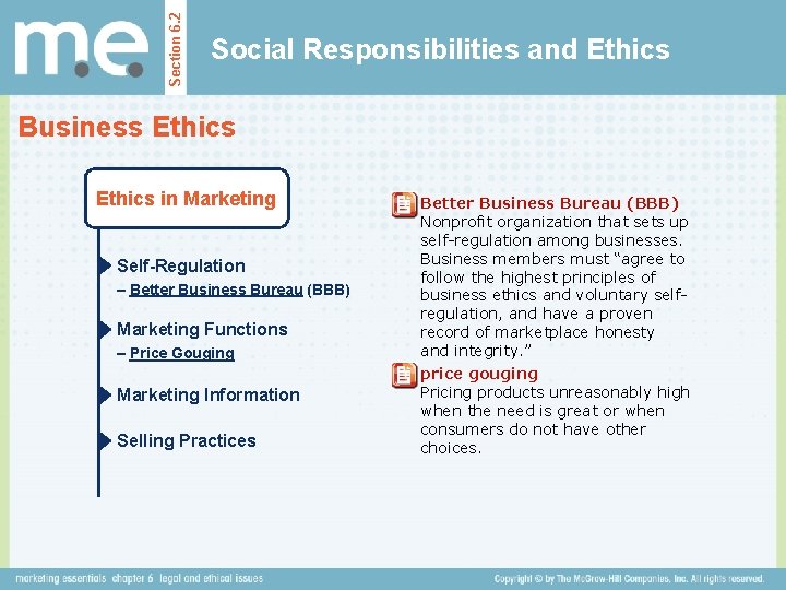 Section 6. 2 Social Responsibilities and Ethics Business Ethics in Marketing Self-Regulation – Better