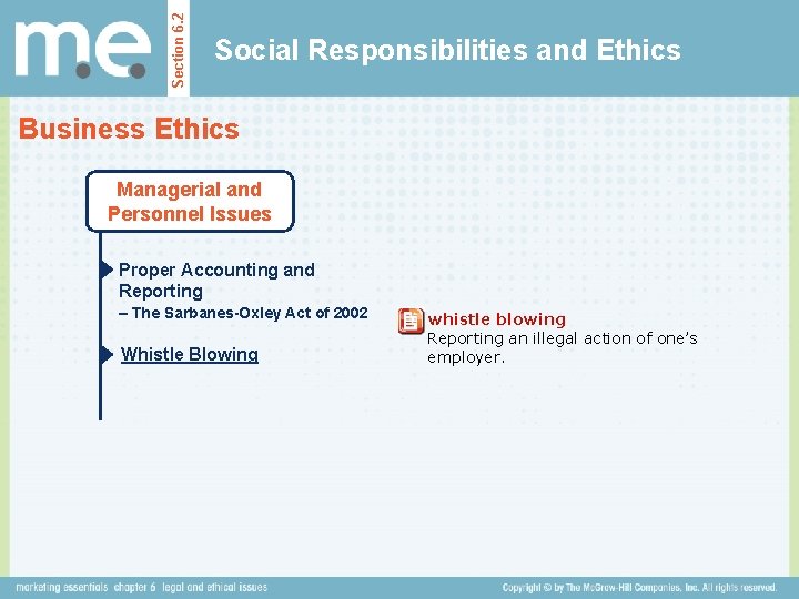 Section 6. 2 Social Responsibilities and Ethics Business Ethics Managerial and Personnel Issues Proper