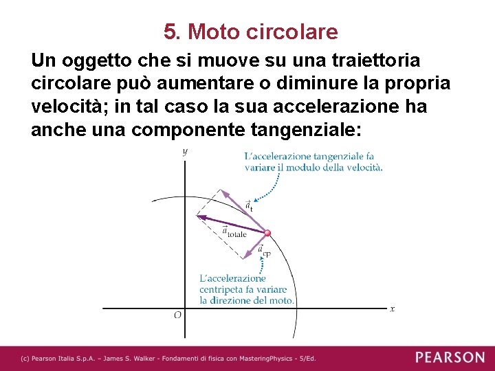 5. Moto circolare Un oggetto che si muove su una traiettoria circolare può aumentare